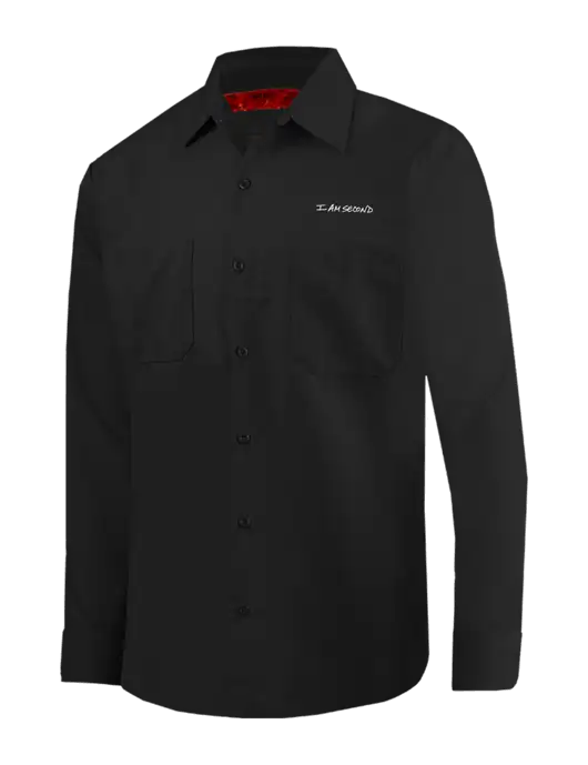 Red Kap Black Long Sleeve Work Shirt w/I Am Second Logo