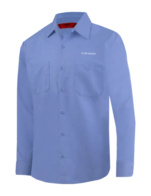 Red Kap Carolina Blue Long Sleeve Work Shirt w/I Am Second Logo