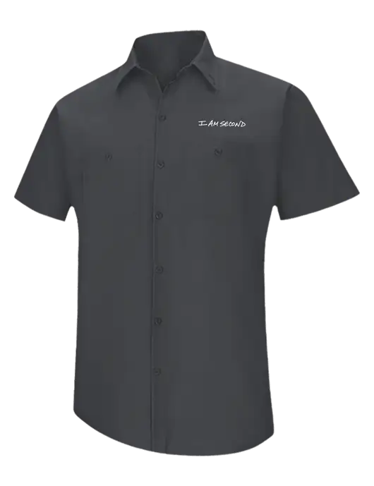 Red Kap Charcoal Grey Short Sleeve Work Shirt w/I Am Second Logo