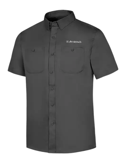 Red Kap Charcoal Grey Short Sleeve Work Shirt w/I Am Second Logo