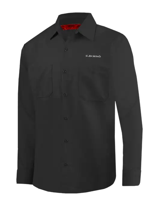 Red Kap Charcoal Long Sleeve Work Shirt w/I Am Second Logo
