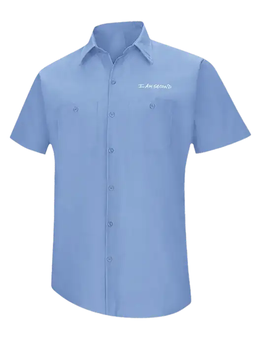 Red Kap Light Blue Short Sleeve Work Shirt w/I Am Second Logo