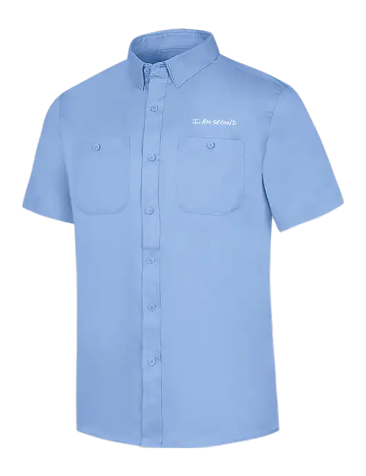 Red Kap Light Blue Short Sleeve Work Shirt w/I Am Second Logo