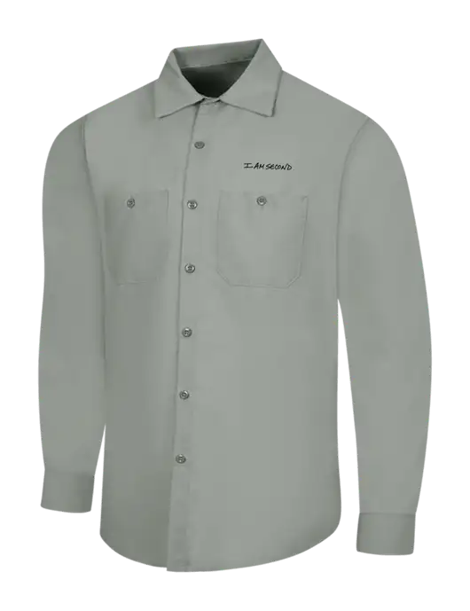 Red Kap Light Grey Long Sleeve Work Shirt w/I Am Second Logo