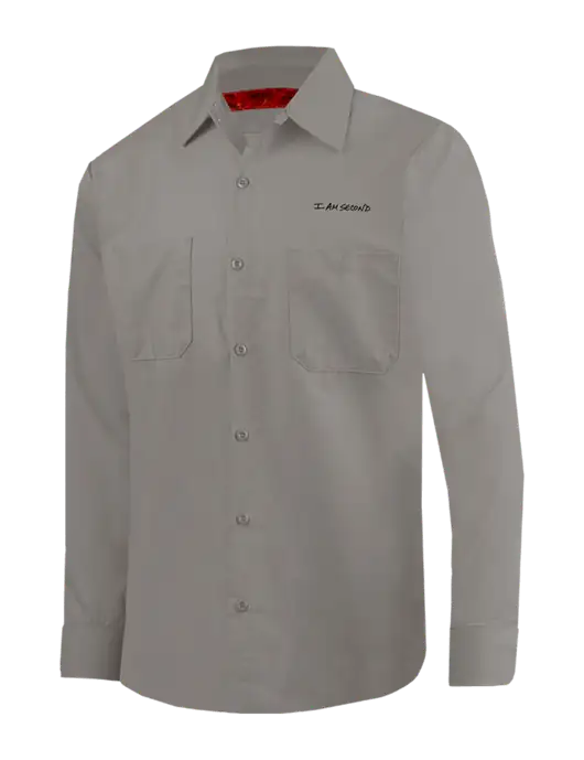 Red Kap Light Grey Long Sleeve Work Shirt w/I Am Second Logo