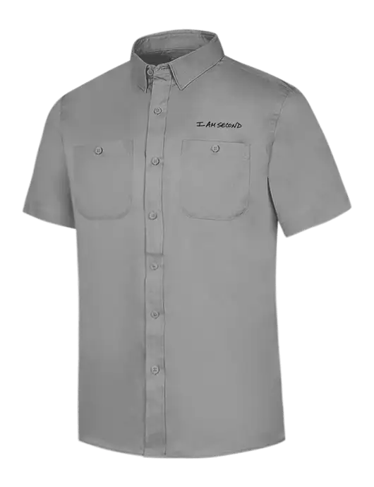 Red Kap Light Grey Short Sleeve Work Shirt w/I Am Second Logo