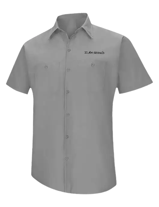 Red Kap Light Grey Short Sleeve Work Shirt w/I Am Second Logo