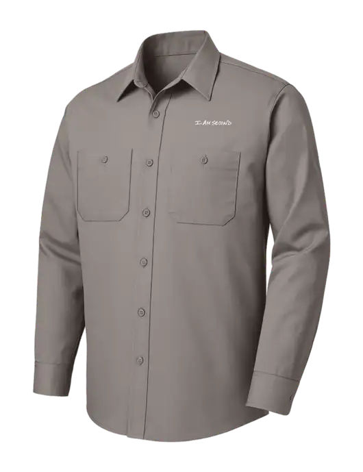 Red Kap Medium Grey Long Sleeve Work Shirt w/I Am Second Logo