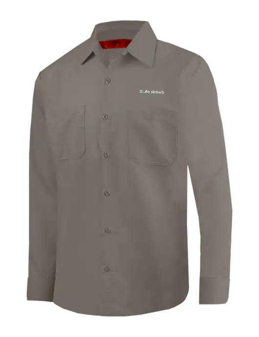 Red Kap Medium Grey Long Sleeve Work Shirt w/I Am Second Logo