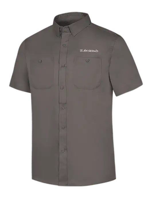Red Kap Medium Grey Short Sleeve Work Shirt w/I Am Second Logo