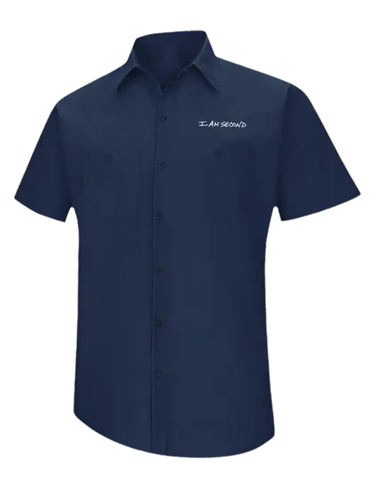 Red Kap Navy Short Sleeve Work Shirt w/I Am Second Logo