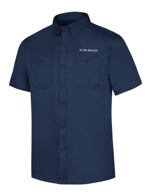 Red Kap Navy Short Sleeve Work Shirt w/I Am Second Logo