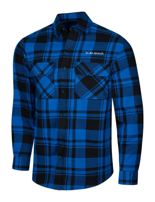 Royal/Black Plaid Flannel Shirt w/I Am Second Logo