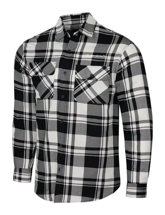 White/Black Plaid Flannel Shirt w/I Am Second Logo