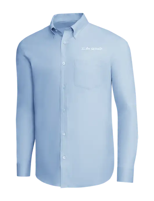 Brooks Brothers Light Blue Wrinkle-Free Stretch Pinpoint Shirt w/I Am Second Logo