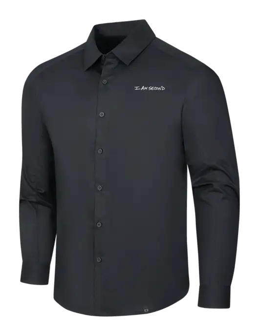 OGIO Black Commuter Woven Shirt w/I Am Second Logo