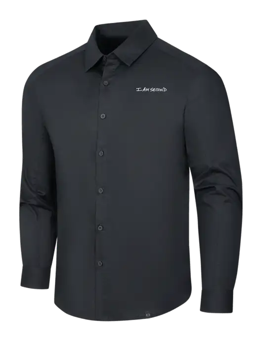 OGIO Black Commuter Woven Shirt w/I Am Second Logo