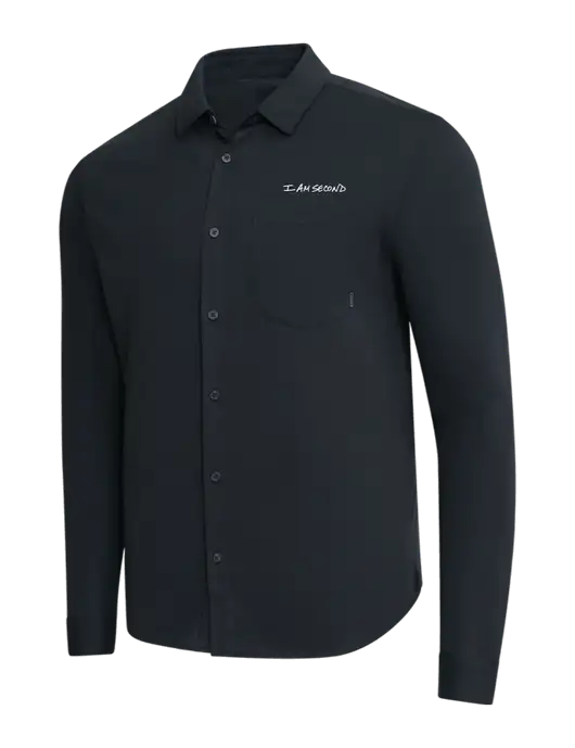 OGIO Black Extend Long Sleeve Button Up Shirt w/I Am Second Logo