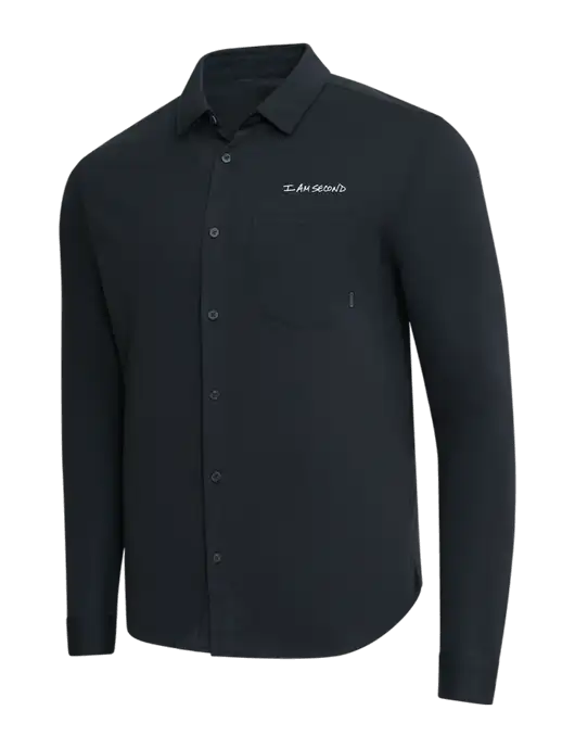 OGIO Black Extend Long Sleeve Button Up Shirt w/I Am Second Logo