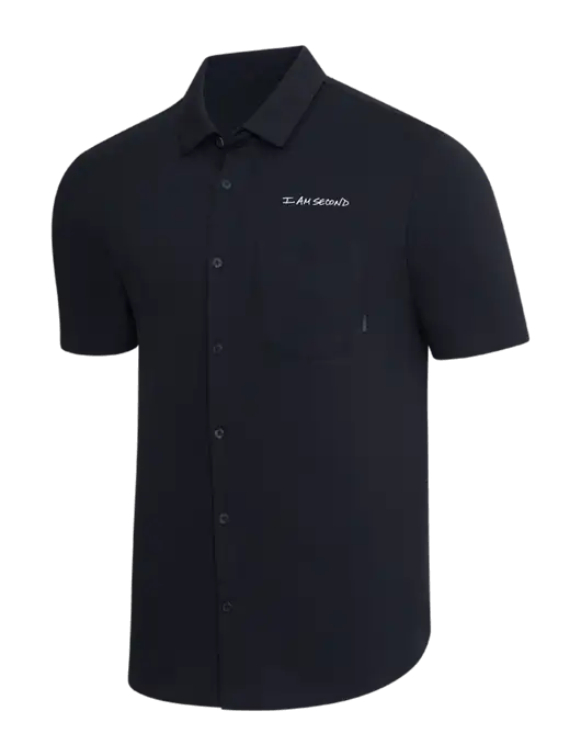 OGIO Black Extend Short Sleeve Button Up Shirt w/I Am Second Logo