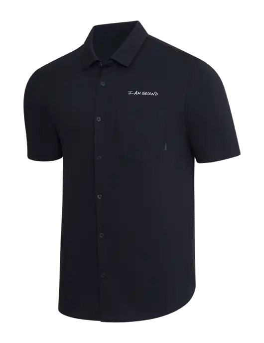 OGIO Black Extend Short Sleeve Button Up Shirt w/I Am Second Logo