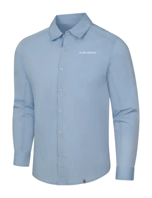OGIO Light Blue Commuter Woven Shirt w/I Am Second Logo