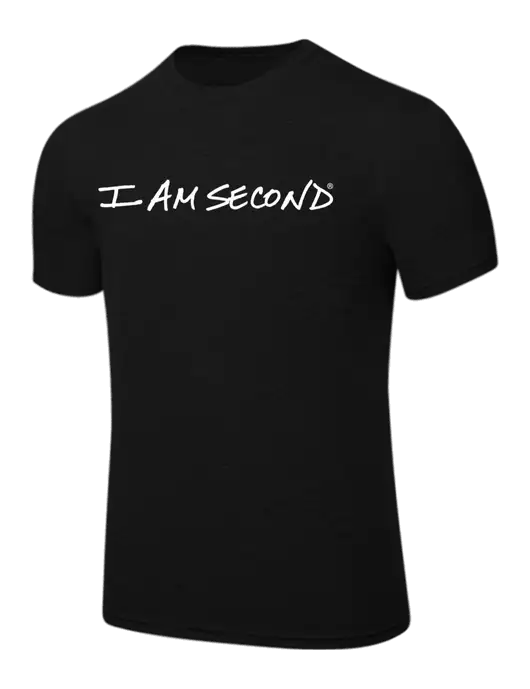 BELLA+CANVAS Black Heather CVC Short Sleeve Tee w/I Am Second Logo
