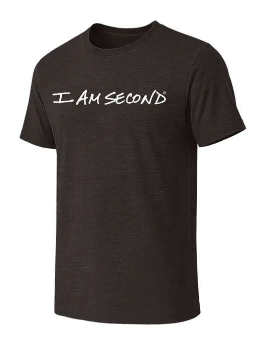 BELLA+CANVAS Dark Grey Heather CVC Short Sleeve Tee w/I Am Second Logo