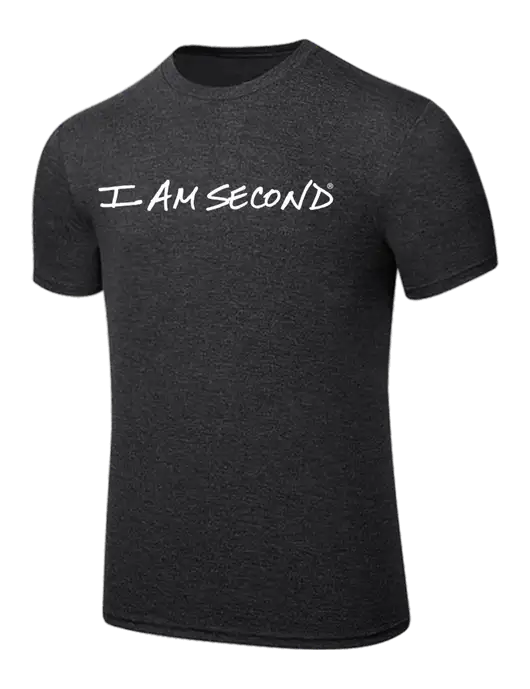 BELLA+CANVAS Dark Grey Heather CVC Short Sleeve Tee w/I Am Second Logo