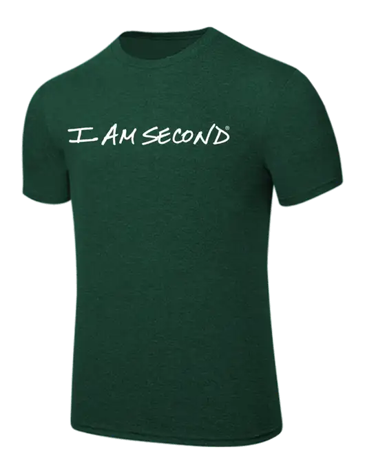 BELLA+CANVAS Heather Forest CVC Short Sleeve Tee w/I Am Second Logo