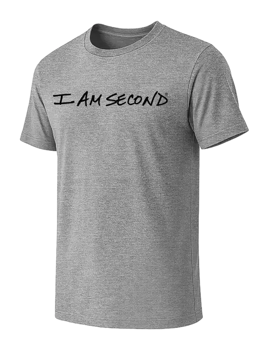 BELLA+CANVAS Heather Grey CVC Short Sleeve Tee w/I Am Second Logo