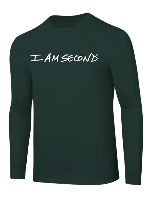 Core Blend Dark Green Long Sleeve Tee w/I Am Second Logo