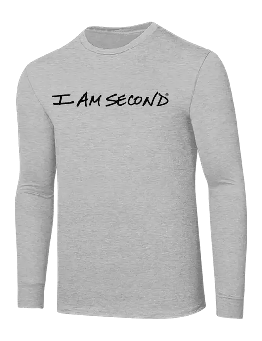Core Blend Light Grey Heather Long Sleeve Tee w/I Am Second Logo