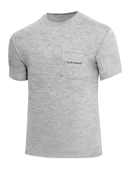 Core Blend Light Grey Heather Pocket T-Shirt w/I Am Second Logo