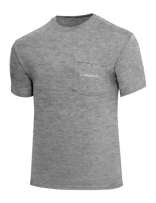 Core Blend Medium Grey Heather Pocket T-Shirt w/I Am Second Logo