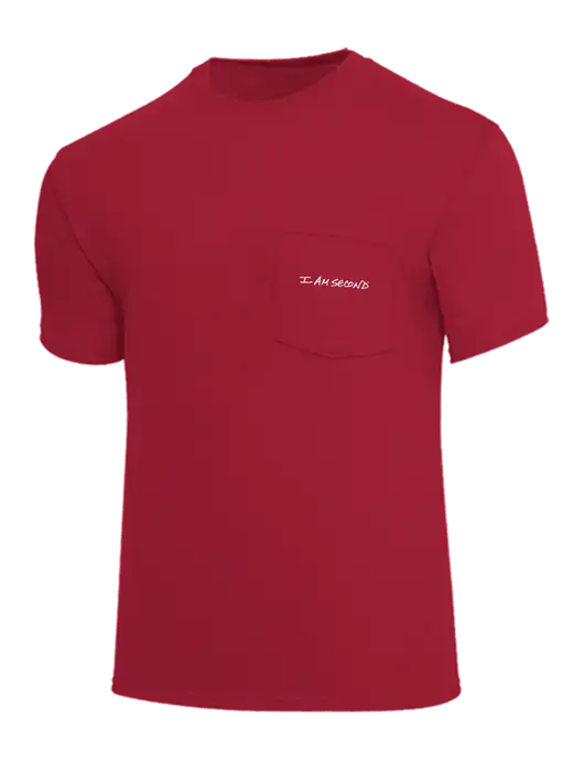 Core Blend Red Pocket T-Shirt w/I Am Second Logo