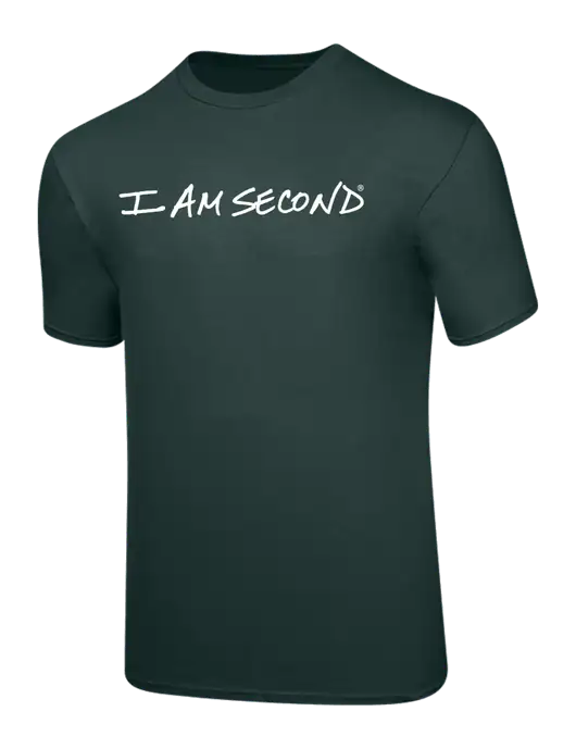 Dark Green Heavyweight 6.1 oz T-Shirt w/I Am Second Logo