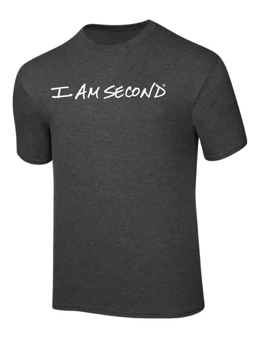 Dark Grey Heather Heavyweight 6.1 oz T-Shirt w/I Am Second Logo