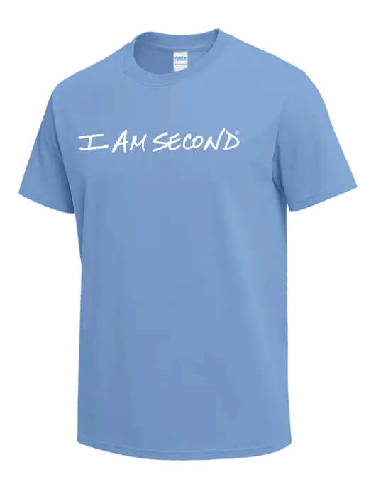 Light Blue Heavyweight 6.1 oz T-Shirt w/I Am Second Logo