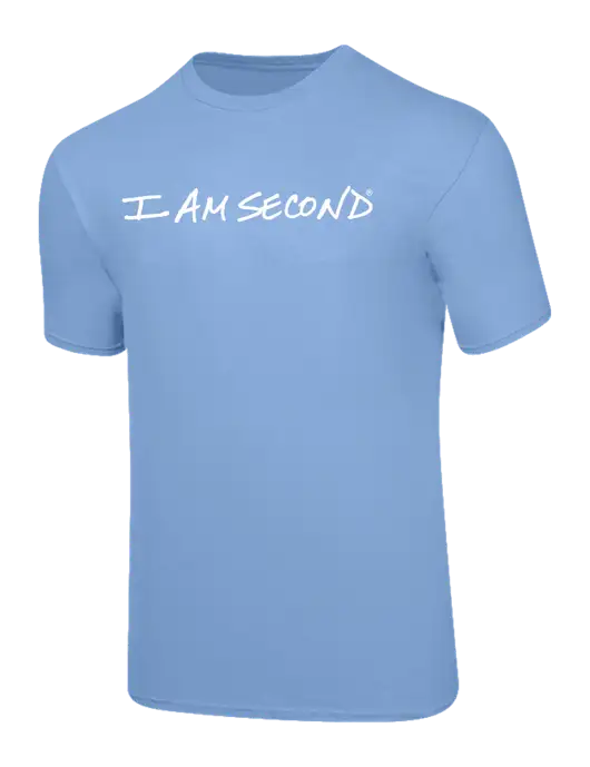 Light Blue Heavyweight 6.1 oz T-Shirt w/I Am Second Logo