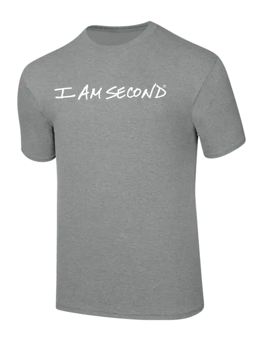 Medium Grey Heather Heavyweight 6.1 oz T-Shirt w/I Am Second Logo