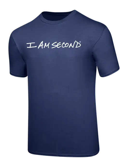 Navy Heavyweight 6.1 oz T-Shirt w/I Am Second Logo