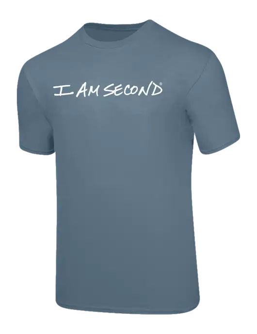 Slate Blue Heavyweight 6.1 oz T-Shirt w/I Am Second Logo