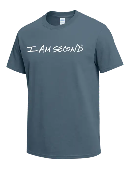 Slate Blue Heavyweight 6.1 oz T-Shirt w/I Am Second Logo