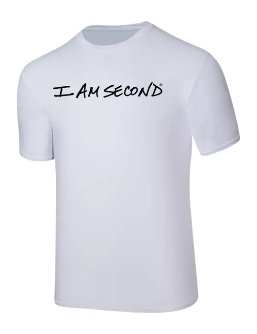 White Heavyweight 6.1 oz T-Shirt w/I Am Second Logo