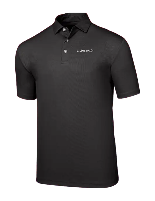 Callaway Birdseye Black Polo w/I Am Second Logo