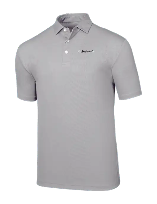 Callaway Birdseye Light Grey Polo w/I Am Second Logo