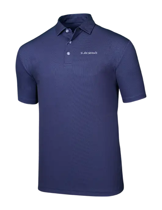 Callaway Birdseye Navy Polo w/I Am Second Logo