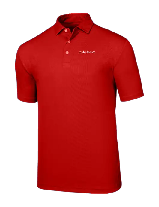 Callaway Birdseye Red Polo w/I Am Second Logo