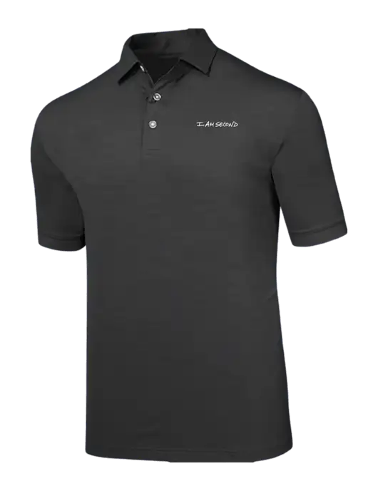 Callaway Black Fashion Tonal Polo w/I Am Second Logo